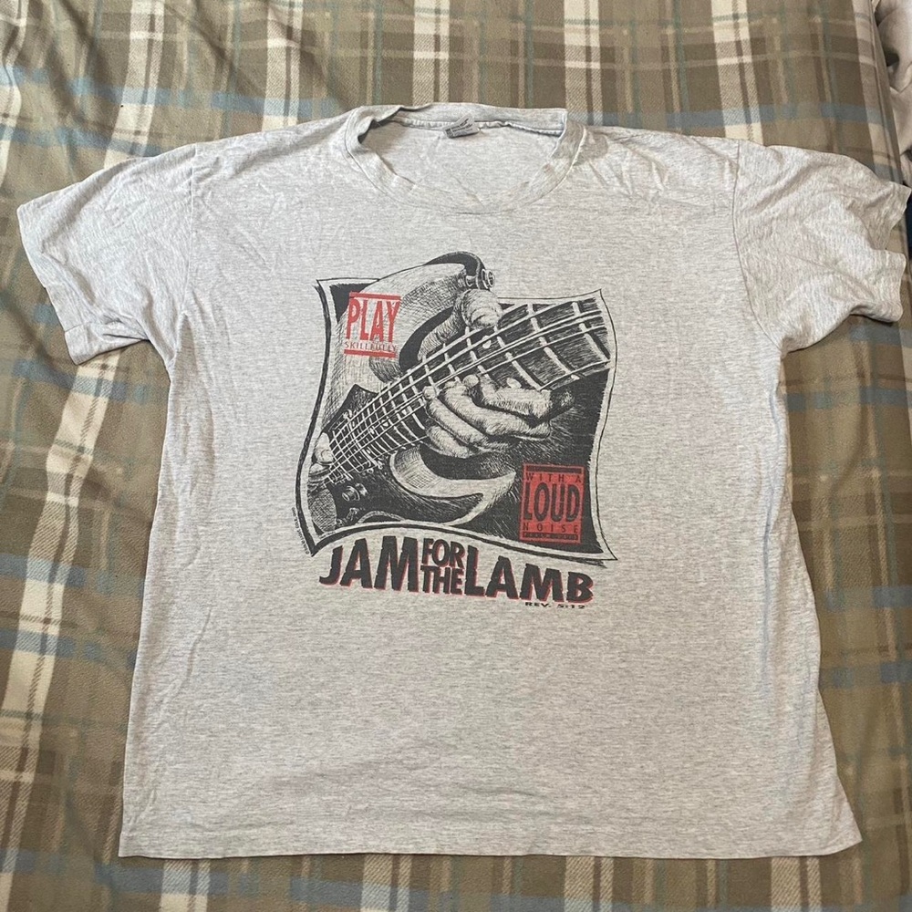 BDDW Light Gray 'Jam for the Lamb' Graphic Tee with Black and Red Print